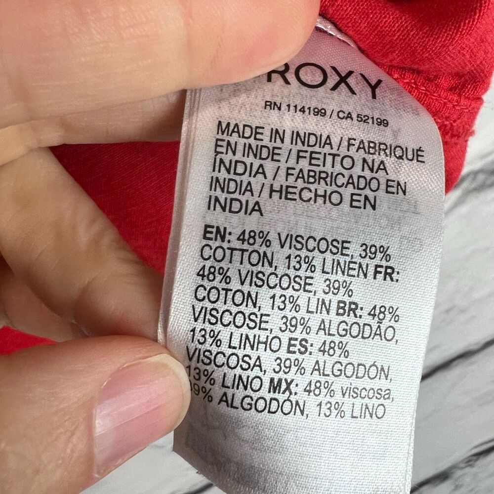 Roxy Women's Red V-Neck Button Down Flounce Sleev… - image 7